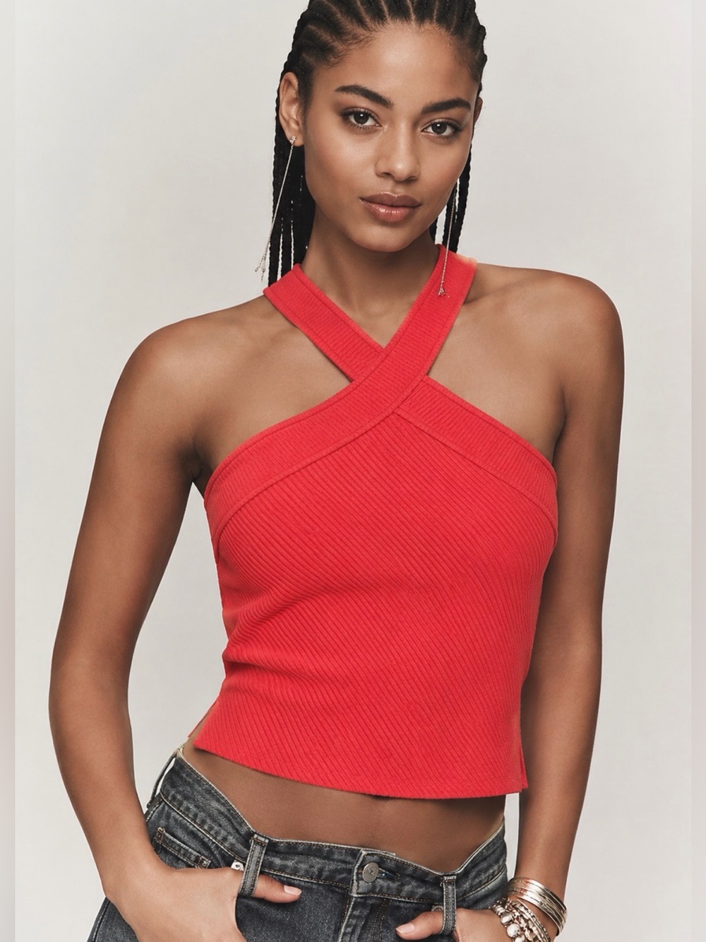 Anthropologie Coral Cove Crosshatch Knit Halter Top Size S